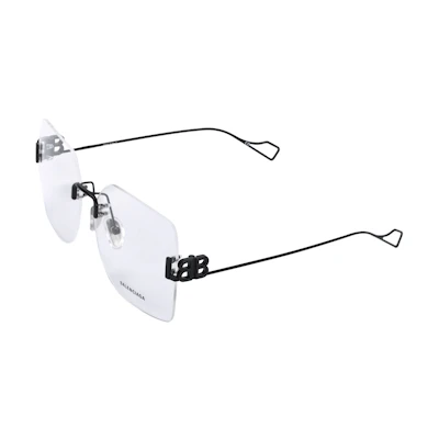 Balenciaga Frameless Square Optical Glasses Unisex Black BB0113O-001