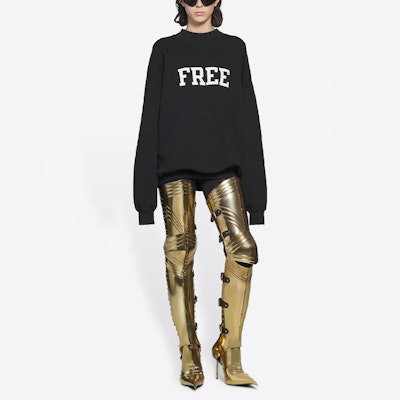 Balenciaga Free Logo Crewneck 'Black/White' Lookbook Balenciaga Free Logo Crewneck 'Black/White'