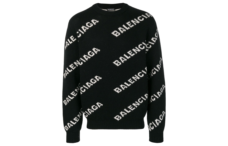 Order 巴黎世家满印Logo提花针织羊毛毛衣黑色 555481t14711070