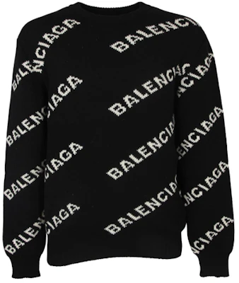 巴黎世家满印Logo提花针织羊毛毛衣黑色 555481t14711070 Lookbook 巴黎世家满印Logo提花针织羊毛毛衣黑色 555481t14711070