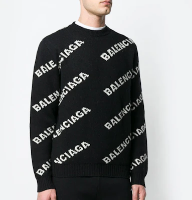 巴黎世家满印Logo提花针织羊毛毛衣黑色 555481t14711070 Purchase 巴黎世家满印Logo提花针织羊毛毛衣黑色 555481t14711070