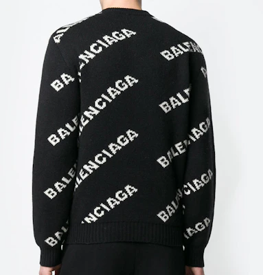 巴黎世家满印Logo提花针织羊毛毛衣黑色 555481t14711070 Details for 巴黎世家满印Logo提花针织羊毛毛衣黑色 555481t14711070