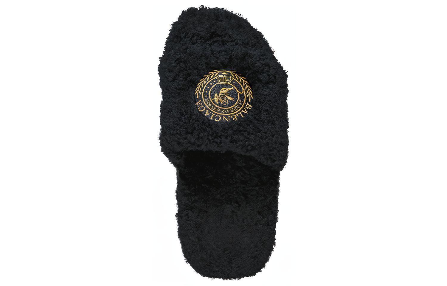 Shop Balenciaga Furry Slide ''Zwart Goud'' 654747W2DO31080
