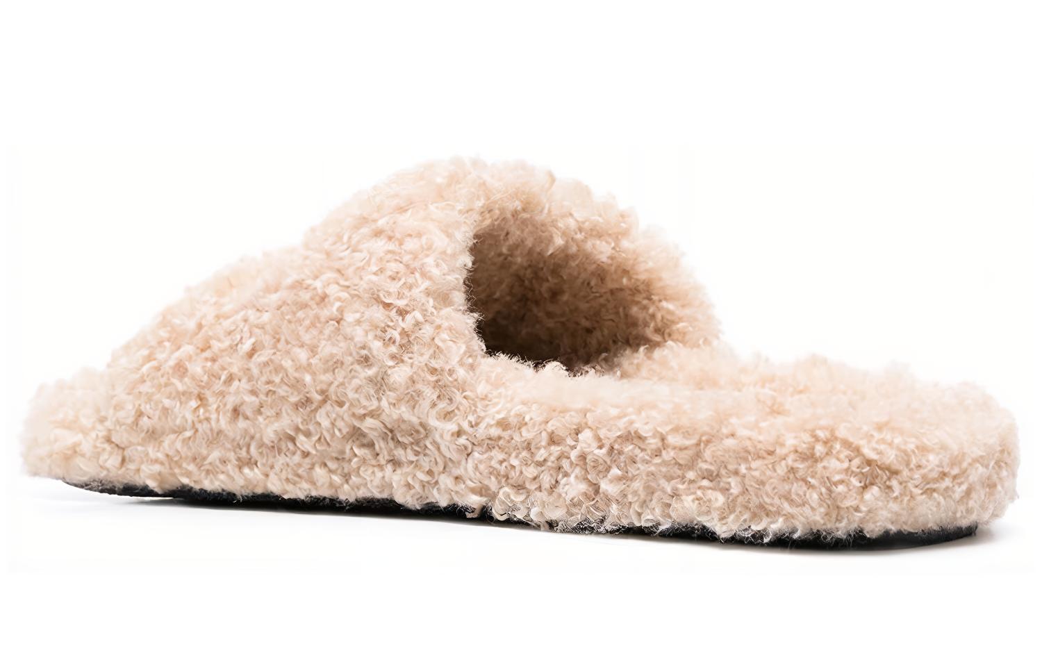 Purchase 巴黎世家 刺繡毛絨拖鞋 米色