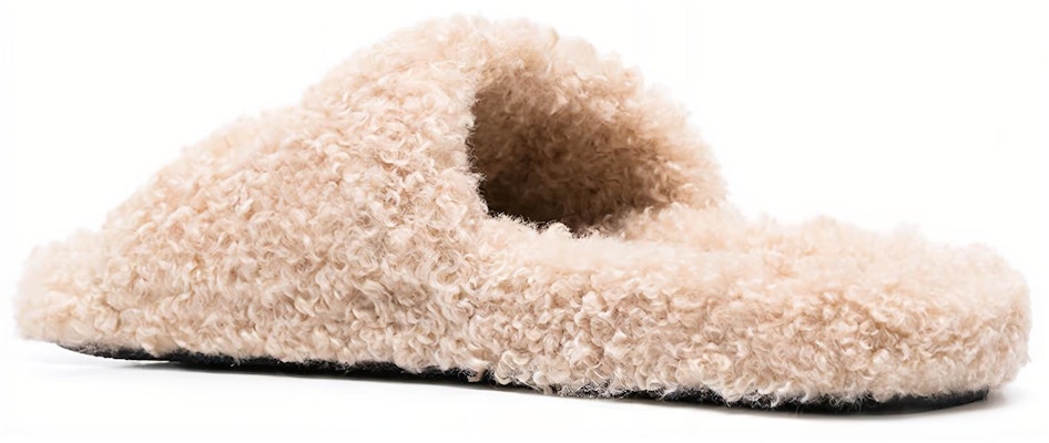 巴黎世家 刺繡毛絨拖鞋 米色 Purchase 巴黎世家 刺繡毛絨拖鞋 米色