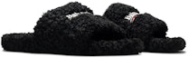 Cheap 巴黎世家 Furry 羊皮毛一體平底時尚涼拖 男款 黑色
