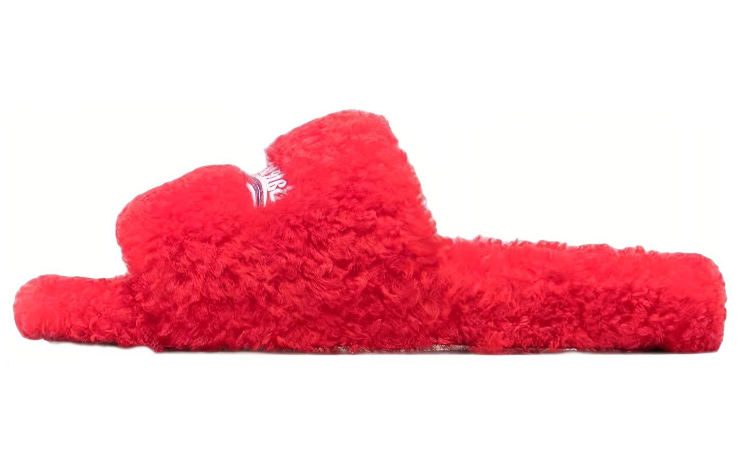 Balenciaga Furry Slides 'Red' 654747W2DO16596