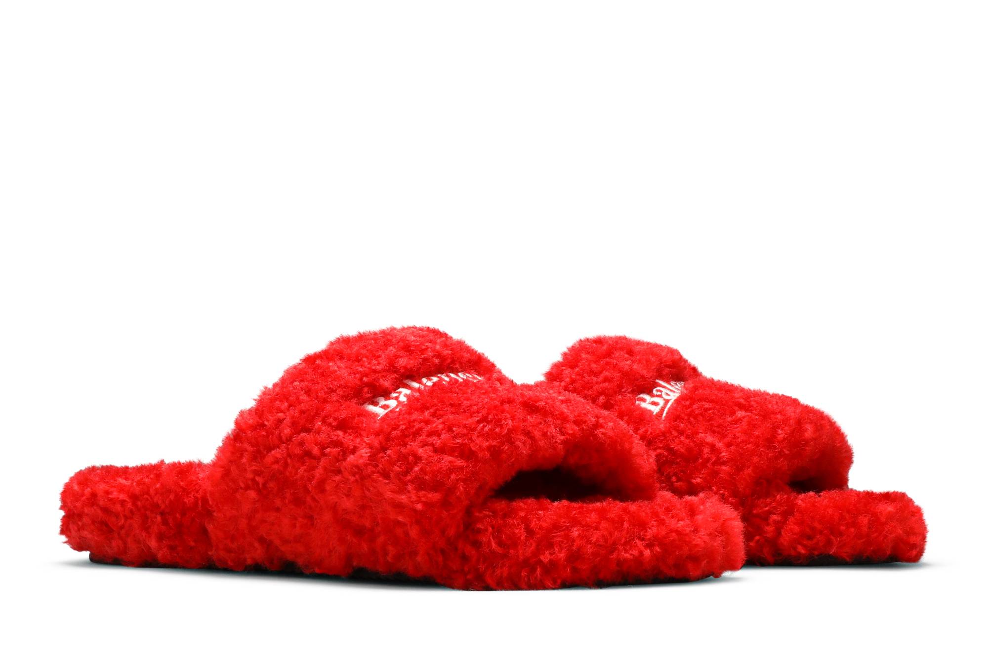 Cheap （女款）Balenciaga 紅色絨毛拖鞋 654261-W2DO1-6596