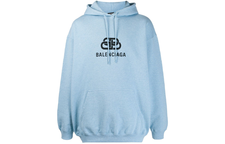 Balenciaga FW19 Lock Logo Print Sweatshirt Light Blue Unisex Couple Style 570811THV785840