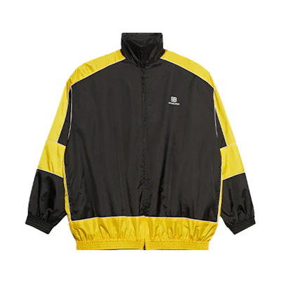 Balenciaga FW20 Yellow Colorblock Letter Zip Jacket Relaxed Fit 623019TIO547200