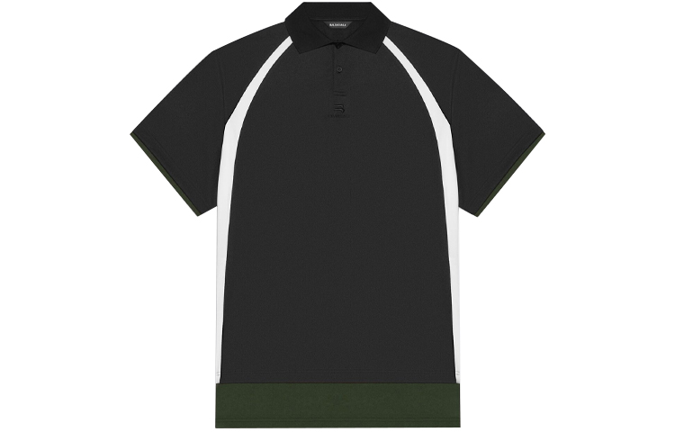 Order Balenciaga FW21 Baju Polo Kapas Hitam Lapisan Dua. 661507TKVA51042