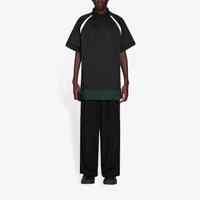 Balenciaga FW21 Baju Polo Kapas Hitam Lapisan Dua. 661507TKVA51042 Shop Balenciaga FW21 Baju Polo Kapas Hitam Lapisan Dua. 661507TKVA51042