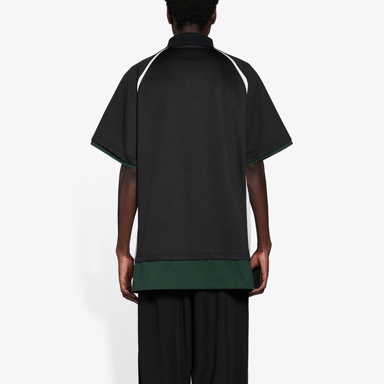 Details for Balenciaga FW21 Baju Polo Kapas Hitam Lapisan Dua. 661507TKVA51042