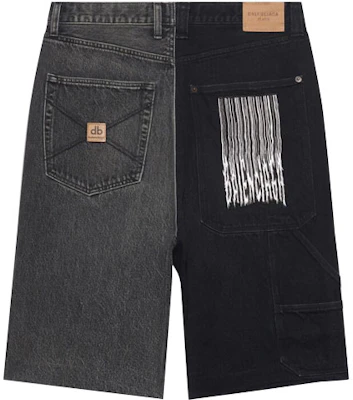 Balenciaga FW21 黑色拼接丹寧短褲. 662892TBP471055 Lookbook Balenciaga FW21 黑色拼接丹寧短褲. 662892TBP471055