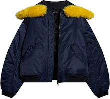 Balenciaga FW21 Blue Hooded Aviator Jacket 675398TLO254100 Balenciaga FW21 Blue Hooded Aviator Jacket 675398TLO254100
