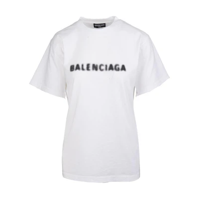 Balenciaga FW21 Blurry Logo Vintage Distressed T-Shirt Unisex White 661705TKVD59040
