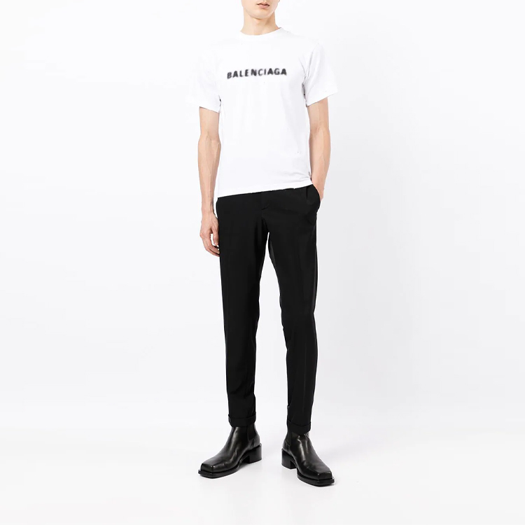 Balenciaga FW21 Blurry Logo Vintage Distressed T-Shirt Unisex White 661705TKVD59040 圖 3