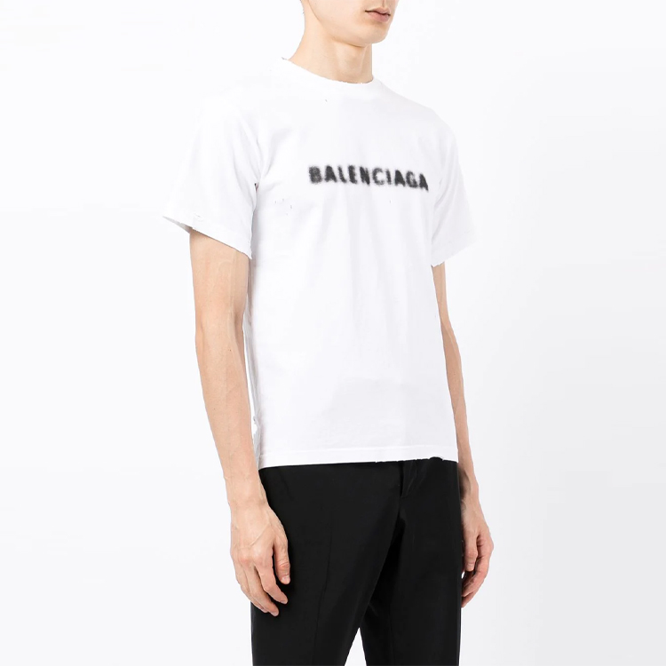 Balenciaga FW21 Blurry Logo Vintage Distressed T-Shirt Unisex White 661705TKVD59040 圖 5