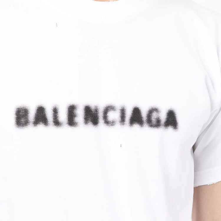 Balenciaga FW21 Blurry Logo Vintage Distressed T-Shirt Unisex White 661705TKVD59040 圖 7