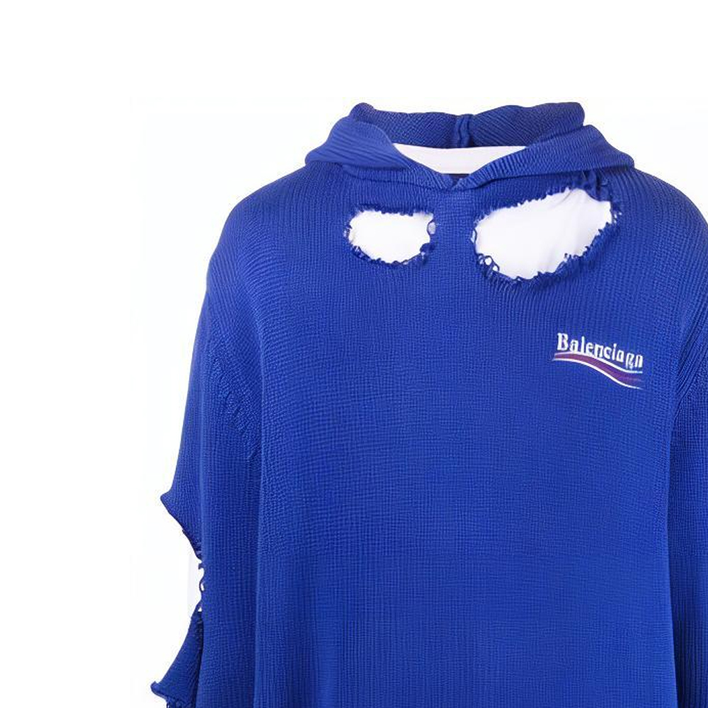 Balenciaga FW21 Classic Logo Distressed Embroidered Hoodie Unisex Blue. 662718T32124691 圖 8