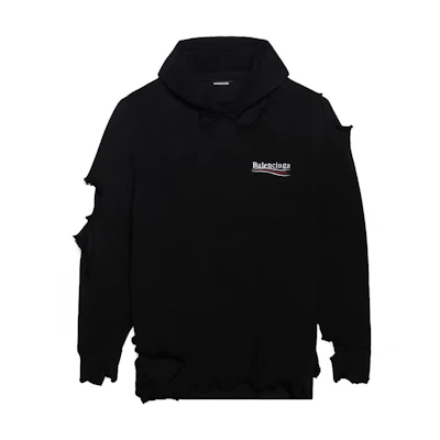 Balenciaga FW21 Classic Logo Distressed Hoodie Unisex Black. 662718T32121069