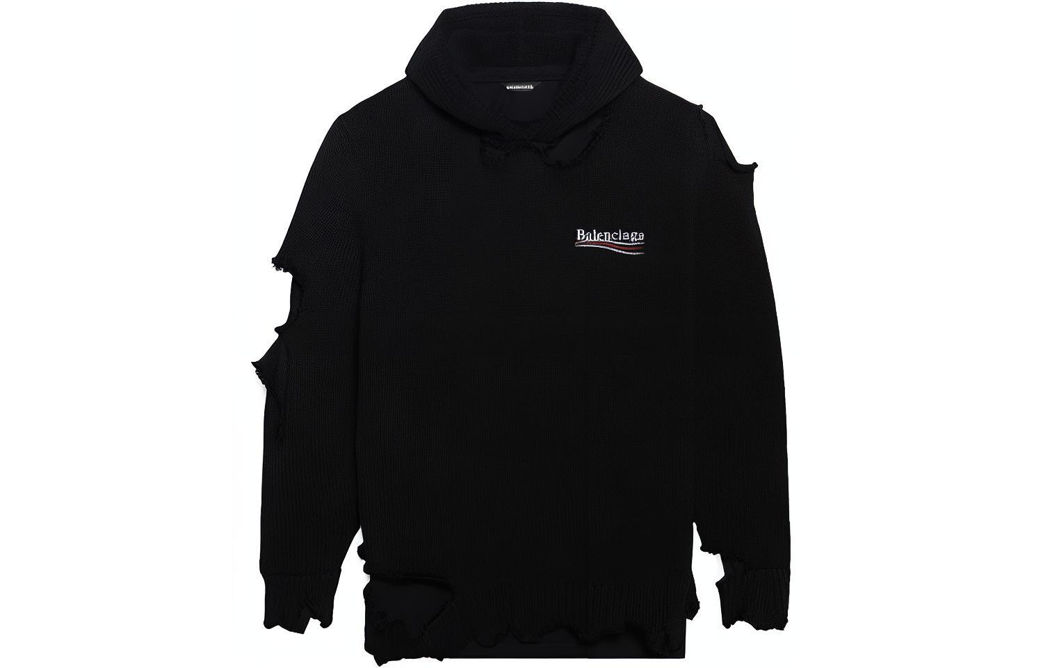 Balenciaga FW21 Classic Logo Distressed Hoodie Unisex Black. 662718T32121069 圖 2