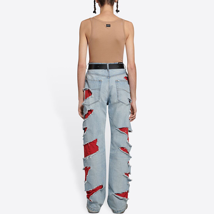 Purchase Balenciaga FW21 Vaqueros Azules de Denim Japonés Estilo Desgastado. 662764TBP468961