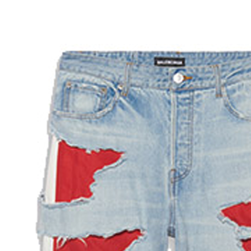 Sizing Balenciaga FW21 Vaqueros Azules de Denim Japonés Estilo Desgastado. 662764TBP468961