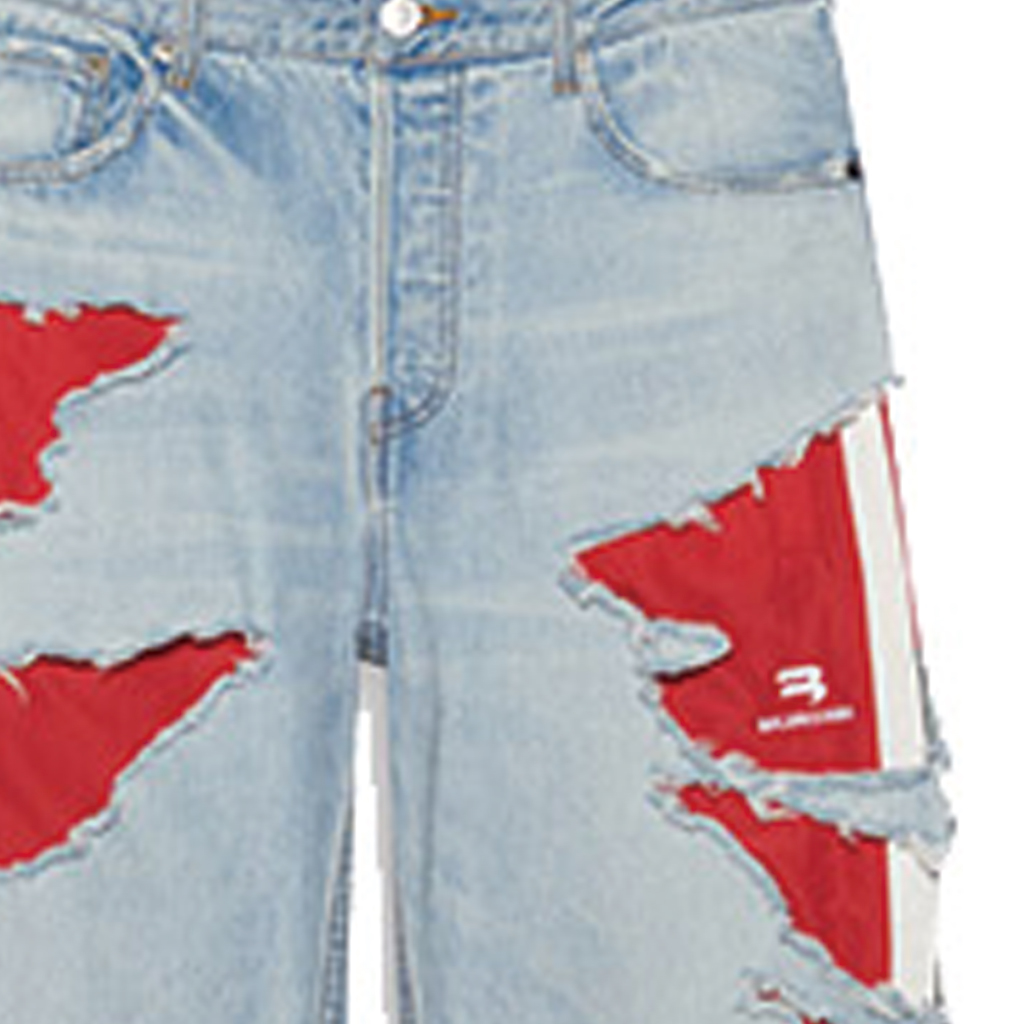 Cheap Balenciaga FW21 Vaqueros Azules de Denim Japonés Estilo Desgastado. 662764TBP468961