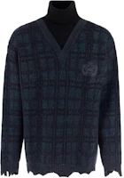 Balenciaga FW21 Distressed Layered Turtleneck Wool Sweater Black Green 662520T16083769 Balenciaga FW21 Distressed Layered Turtleneck Wool Sweater Black Green 662520T16083769