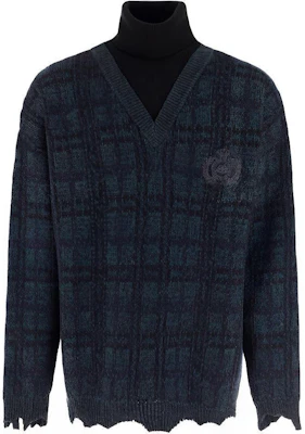 巴黎世家FW21破洞层叠高领羊毛毛衣黑绿配色 662520T16083769 Buy 巴黎世家FW21破洞层叠高领羊毛毛衣黑绿配色 662520T16083769