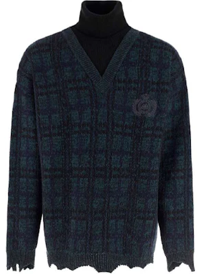 巴黎世家FW21破洞层叠高领羊毛毛衣黑绿配色 662520T16083769 Order 巴黎世家FW21破洞层叠高领羊毛毛衣黑绿配色 662520T16083769