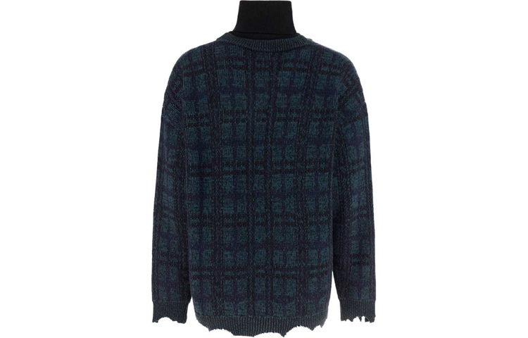 Lookbook 巴黎世家FW21破洞层叠高领羊毛毛衣黑绿配色 662520T16083769