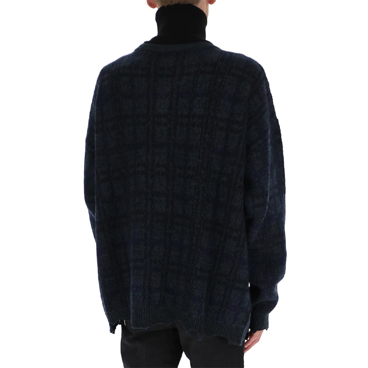 Purchase 巴黎世家FW21破洞层叠高领羊毛毛衣黑绿配色 662520T16083769