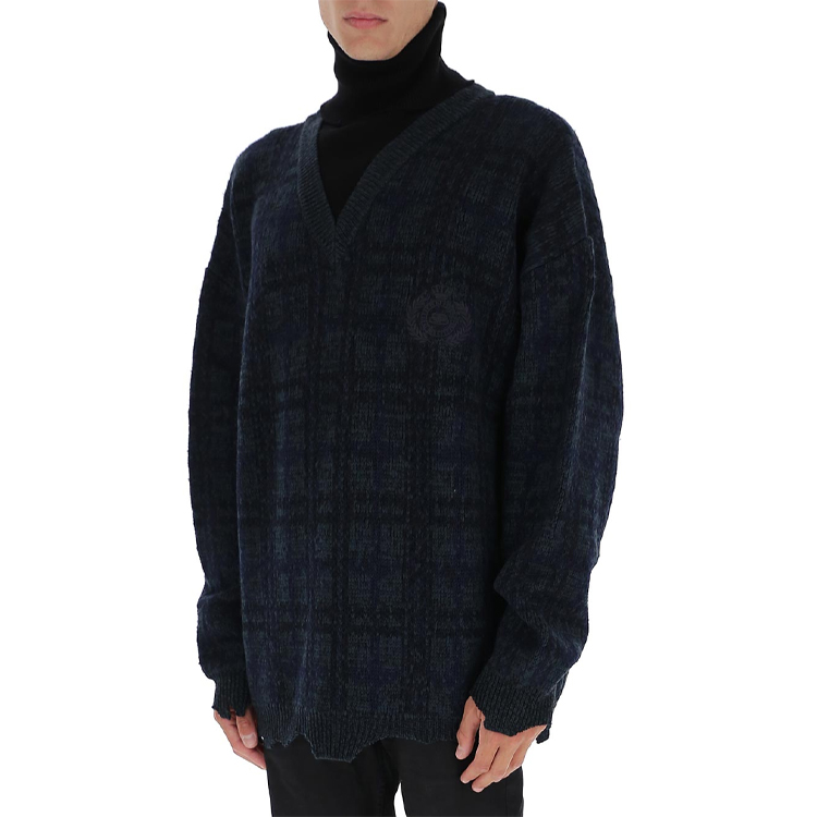 Details for 巴黎世家FW21破洞层叠高领羊毛毛衣黑绿配色 662520T16083769