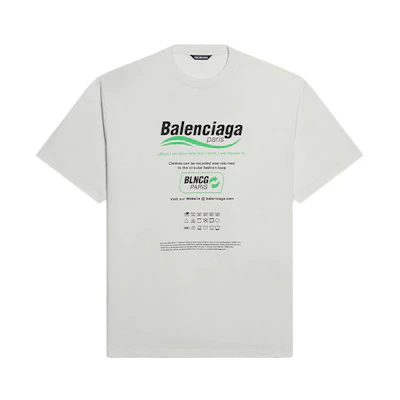 Balenciaga FW21 Dry Cleaning Boxy Logo Print Classic White Crewneck T-Shirt Men 651795TKVF89085