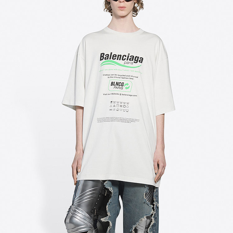 Balenciaga FW21 Dry Cleaning Boxy Logo Print Classic White Crewneck T-Shirt Men 651795TKVF89085 圖 5