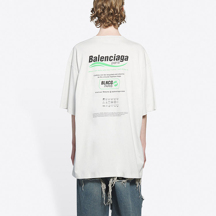 Balenciaga FW21 Dry Cleaning Boxy Logo Print Classic White Crewneck T-Shirt Men 651795TKVF89085 圖 6