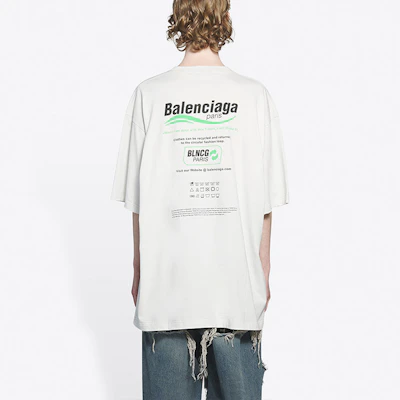 Balenciaga FW21 Dry Cleaning Boxy Logo Print Classic White Crewneck T-Shirt Men 651795TKVF89085 Details for Balenciaga FW21 Dry Cleaning Boxy Logo Print Classic White Crewneck T-Shirt Men 651795TKVF89085