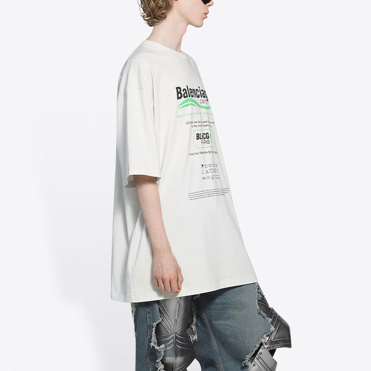 Balenciaga FW21 Dry Cleaning Boxy Logo Print Classic White Crewneck T-Shirt Men 651795TKVF89085 圖 7