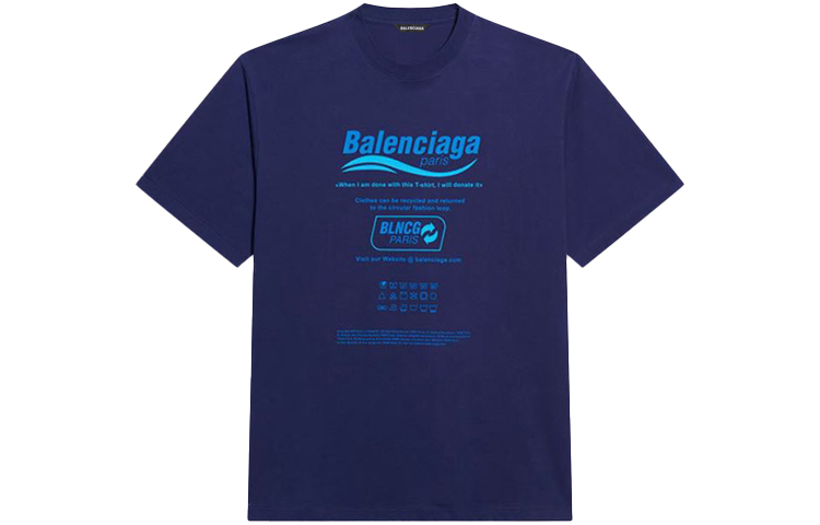 Balenciaga FW21 Dry Cleaning Letter Print Knit T-Shirt Navy Men’s Regular Fit. 651795TKVF83866 圖 2