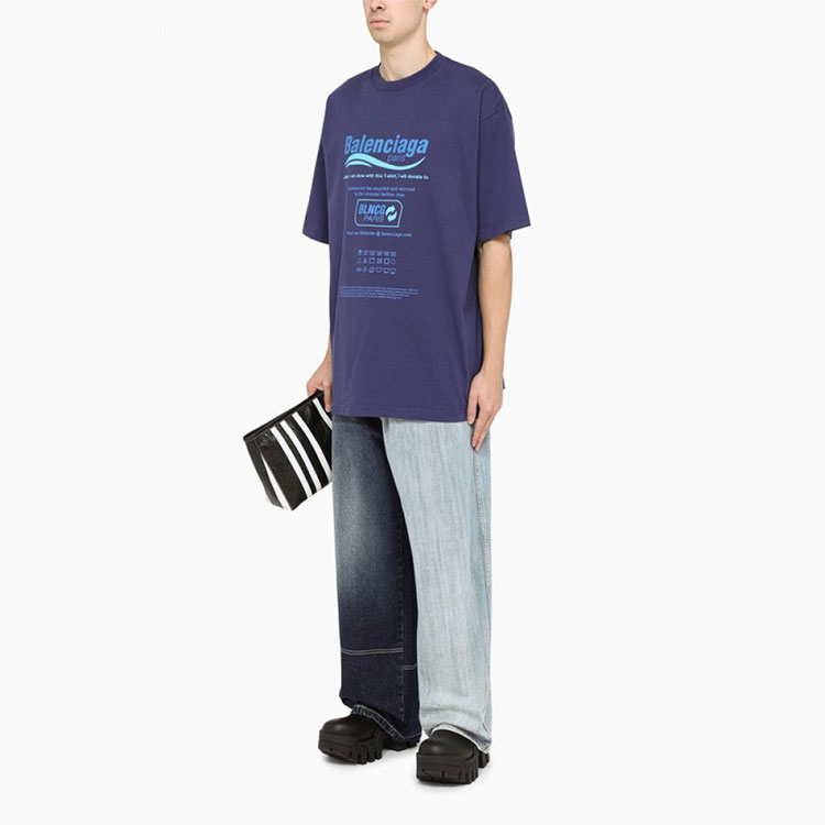 Balenciaga FW21 Dry Cleaning Letter Print Knit T-Shirt Navy Men’s Regular Fit. 651795TKVF83866 圖 3