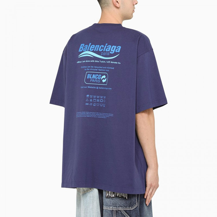 Balenciaga FW21 Dry Cleaning Letter Print Knit T-Shirt Navy Men’s Regular Fit. 651795TKVF83866 圖 5