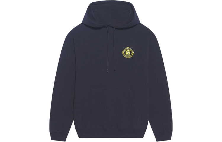 Balenciaga FW21 Embroidered Hoodie Fleece Navy Blue Long Sleeve 600583TLV604140