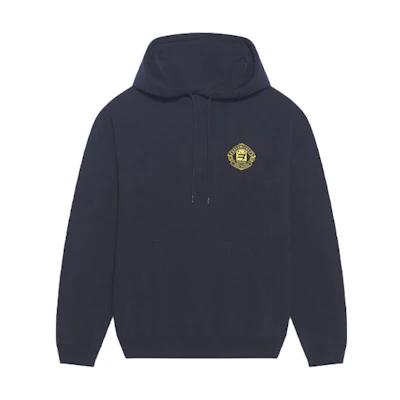 Balenciaga FW21 Embroidered Hoodie Fleece Navy Blue Long Sleeve 600583TLV604140