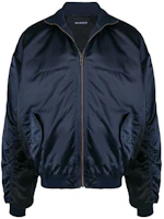 Balenciaga FW21 Embroidered Logo Bomber Jacket Navy Blue () 625514TYD318065 Balenciaga FW21 Embroidered Logo Bomber Jacket Navy Blue () 625514TYD318065