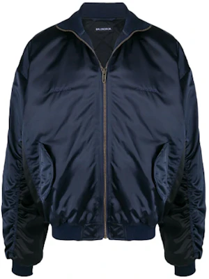 Balenciaga FW21 Embroidered Logo Bomber Jacket Navy Blue () 625514TYD318065 Buy Balenciaga FW21 Embroidered Logo Bomber Jacket Navy Blue () 625514TYD318065