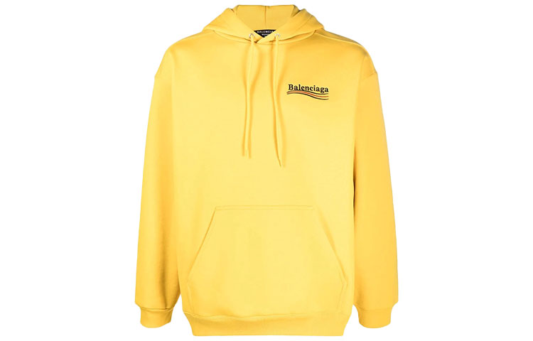 Balenciaga FW21 Embroidered Logo Unisex Yellow Hoodie 600583TKVI97442