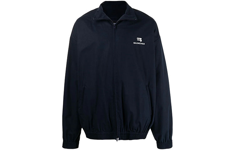 Balenciaga FW21 Embroidered Logo Zip Jacket Blue Men 658877TKM028065