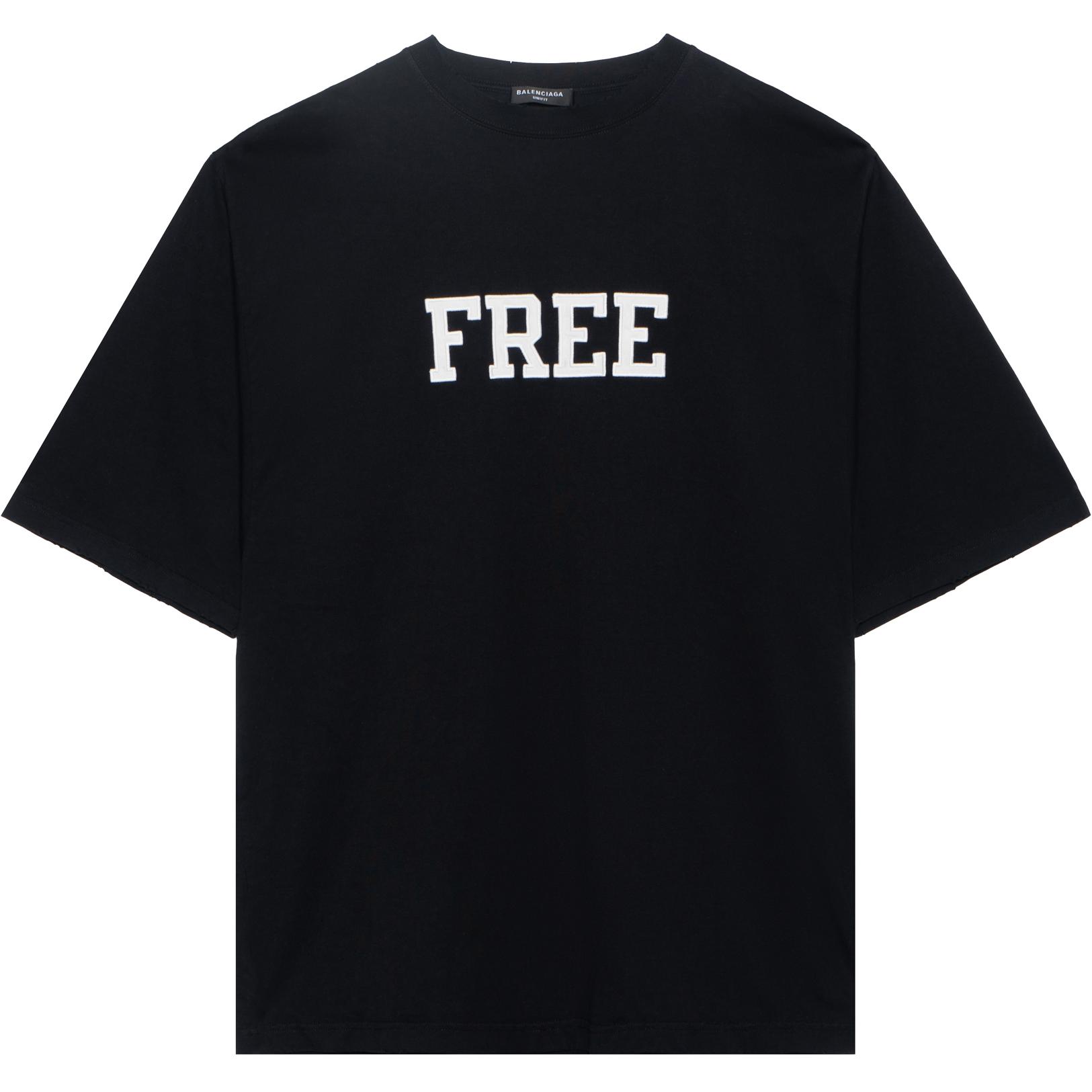 Balenciaga FW21 Free Letter Print Oversized T-Shirt Unisex Black 661715TKVD31070 圖 2